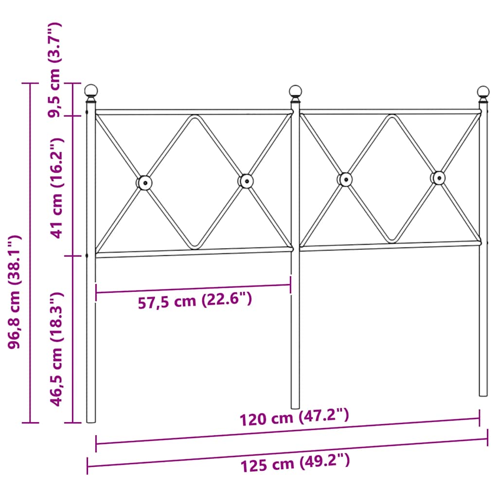 Metalno zamjensko uzglavlje bijelo 120 cm