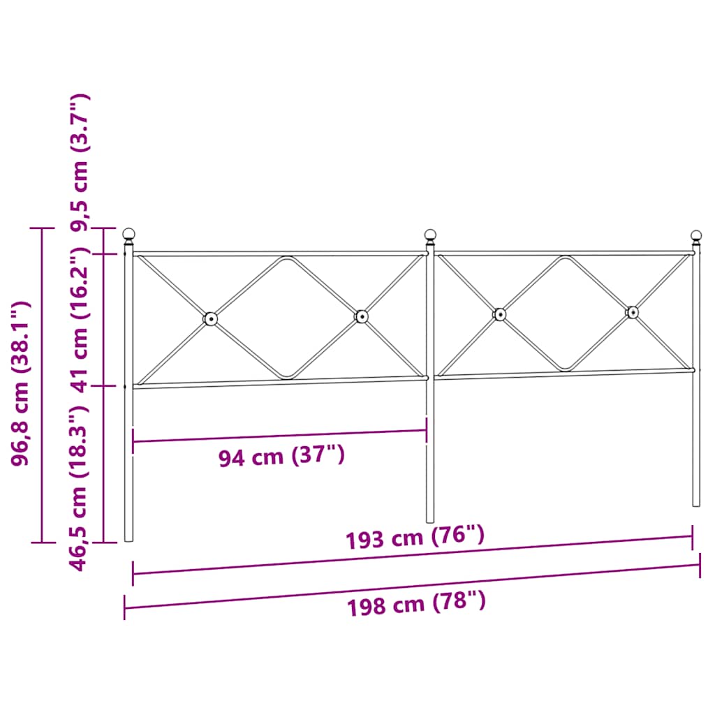 Metalno zamjensko uzglavlje bijelo 193 cm