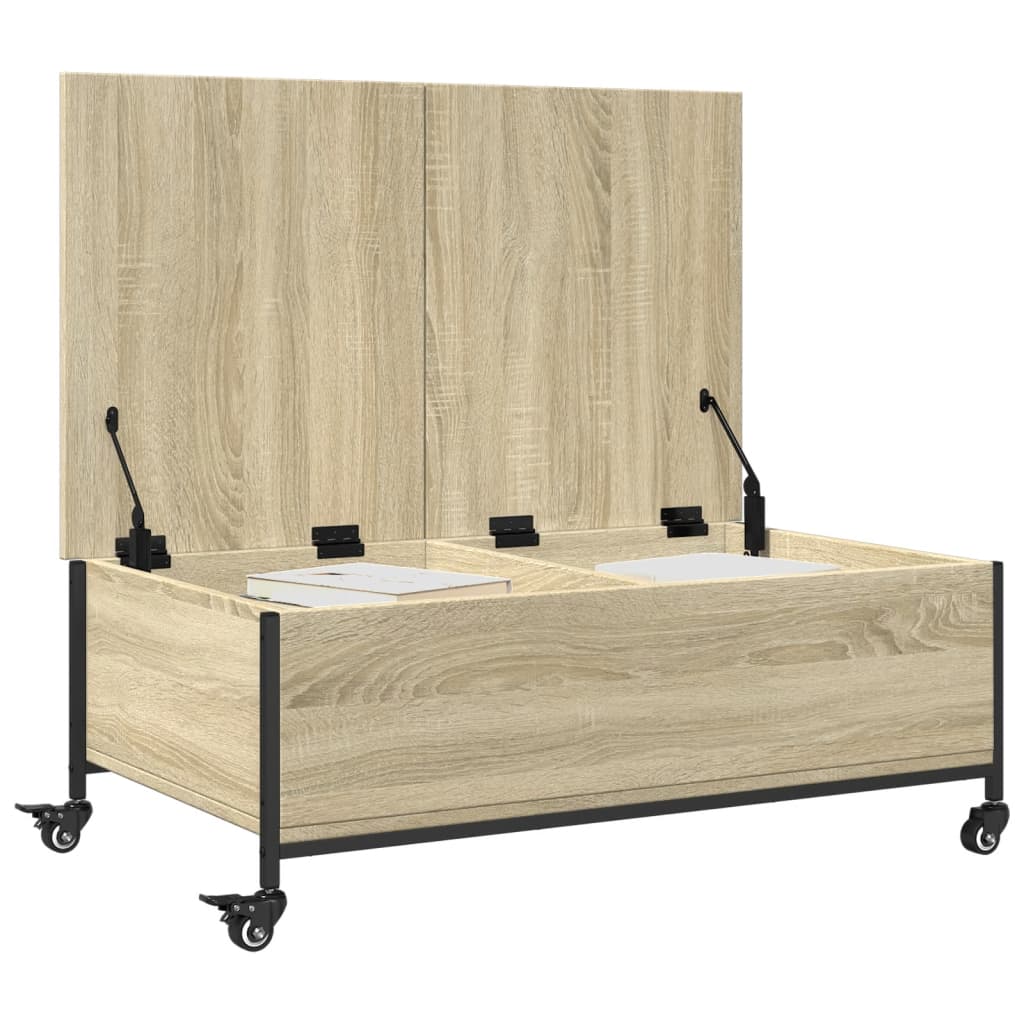 Stolić za kavu s kotačima boja hrasta sonome 91x55x34 cm drveni