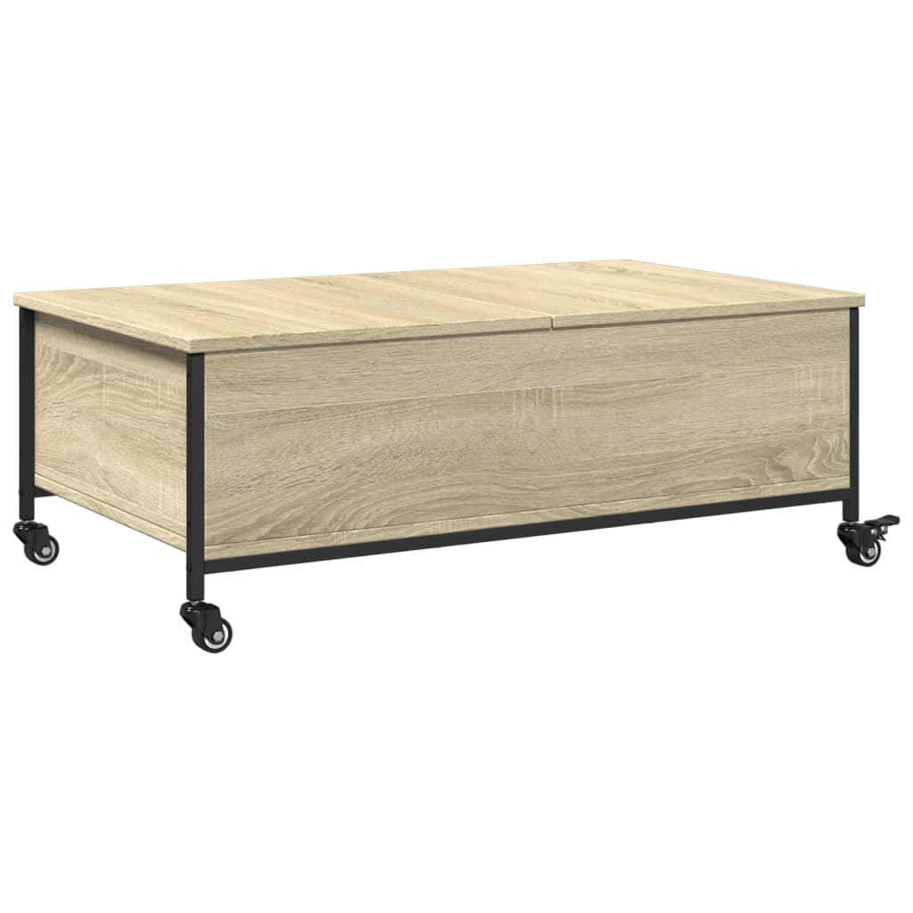 Stolić za kavu s kotačima boja hrasta sonome 91x55x34 cm drveni