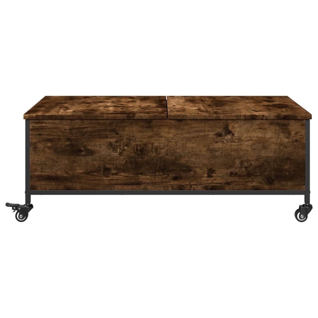 Stolić za kavu s kotačima boja hrasta 91 x 55 x 34 cm drveni