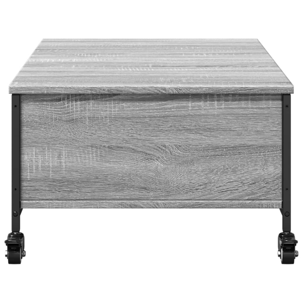 Stolić za kavu s kotačima siva boja hrasta 91x55x34 cm drveni