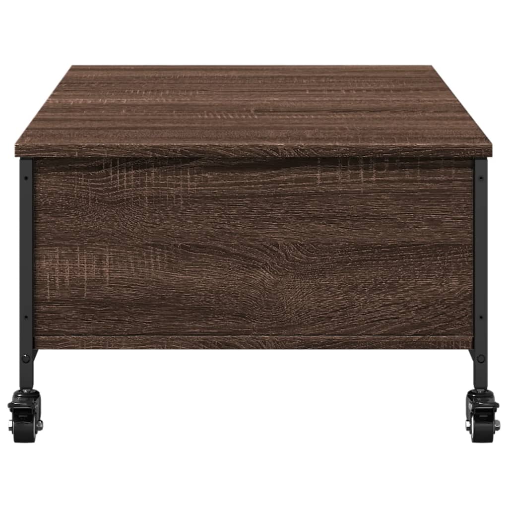 Stolić za kavu s kotačima smeđa boja hrasta 91x55x34 cm drveni