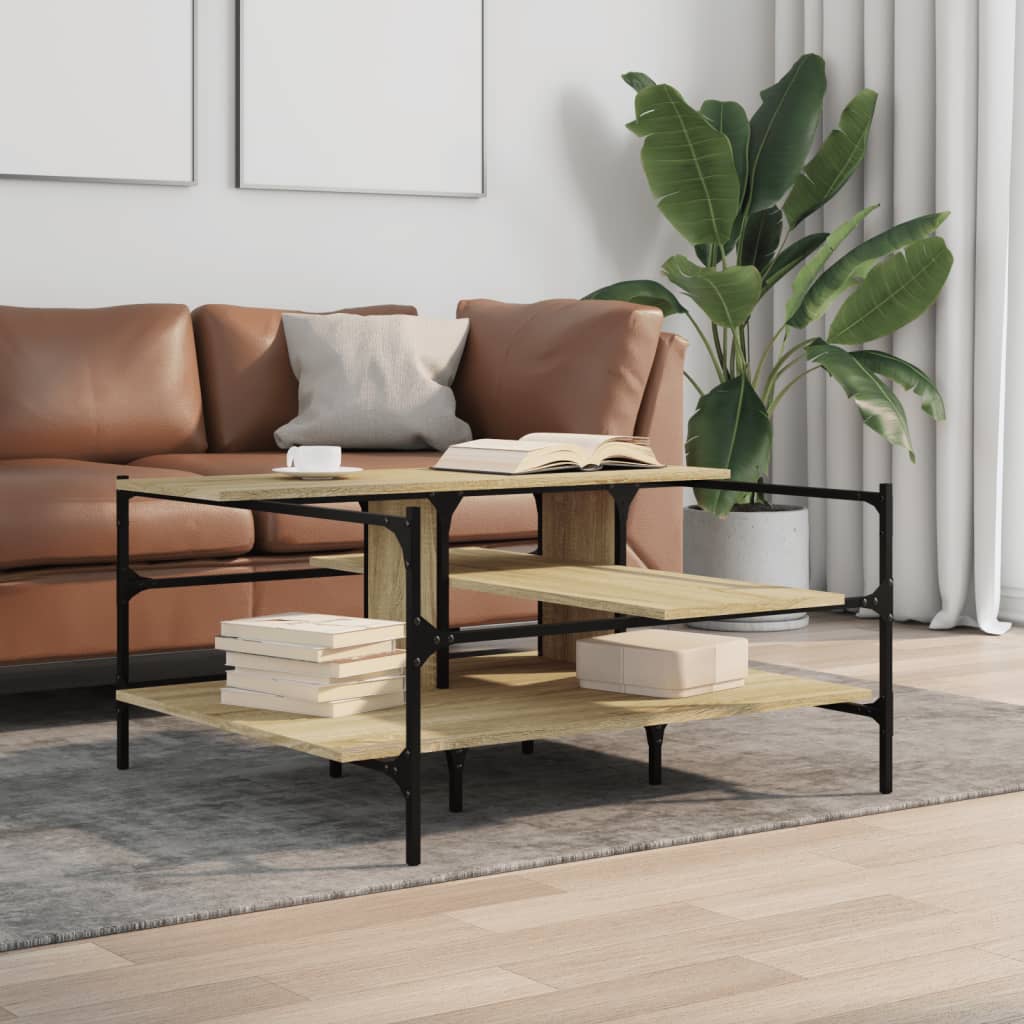 Stolić za kavu boja hrasta 100x100x48,5 cm konstruirano drvo