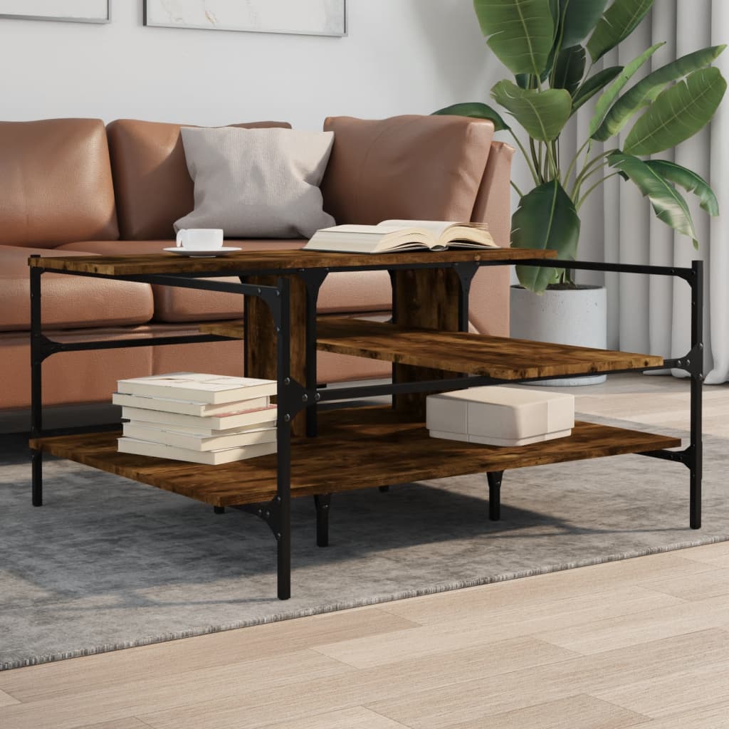 Stolić za kavu boja hrasta 100x100x48,5 cm konstruirano drvo