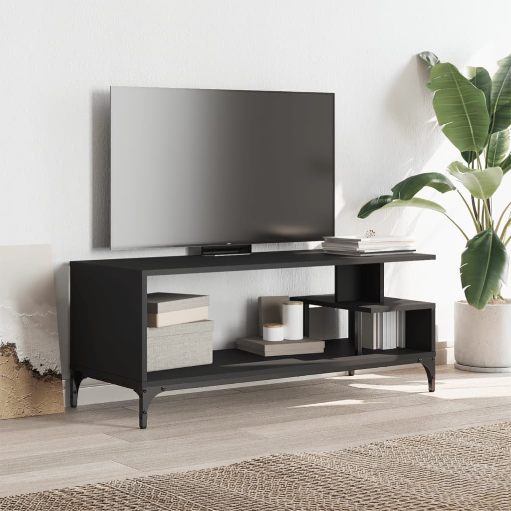 TV ormarić crni 102x40x41 cm konstruirano drvo i čelik