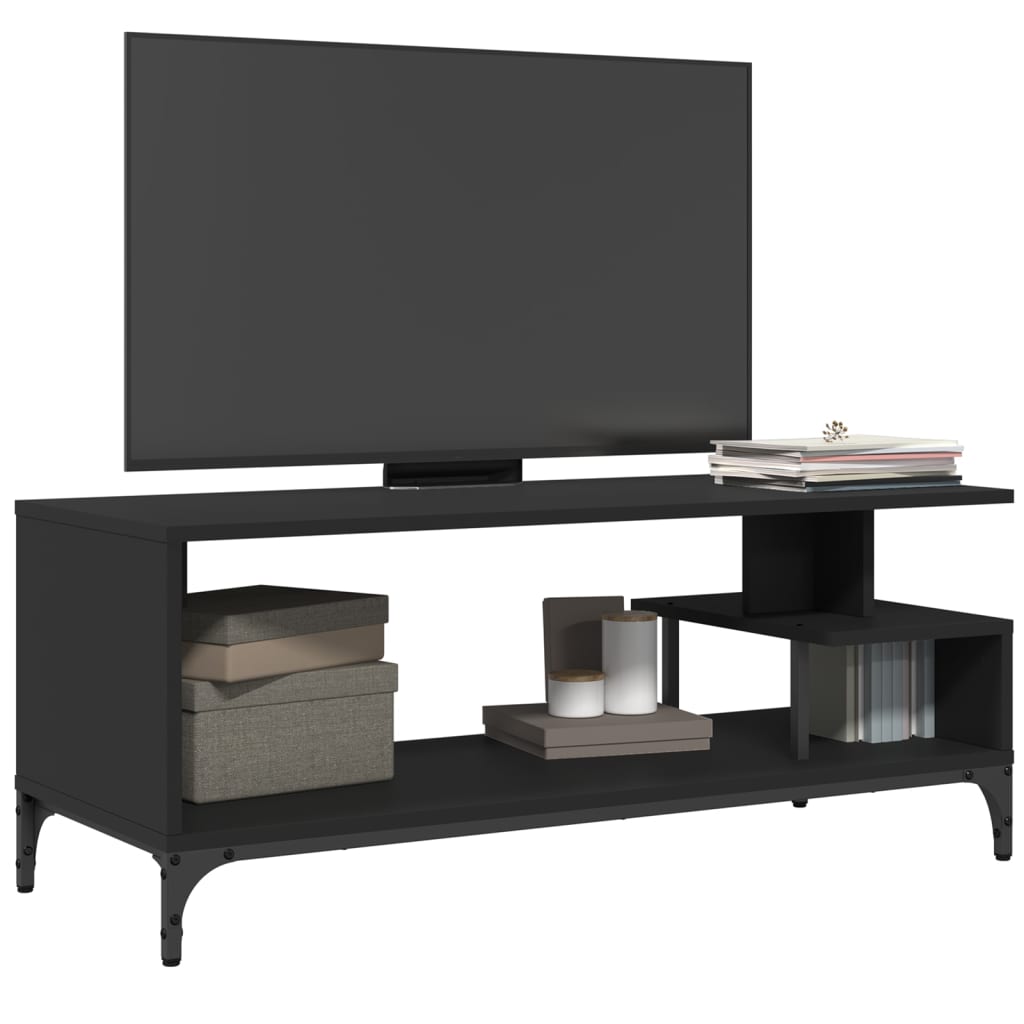 TV ormarić crni 102x40x41 cm konstruirano drvo i čelik