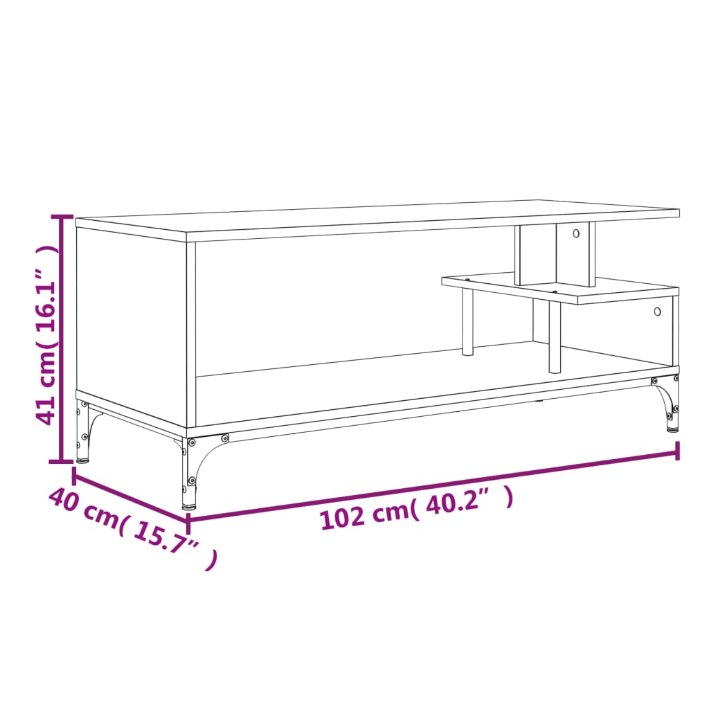 TV ormarić crni 102x40x41 cm konstruirano drvo i čelik