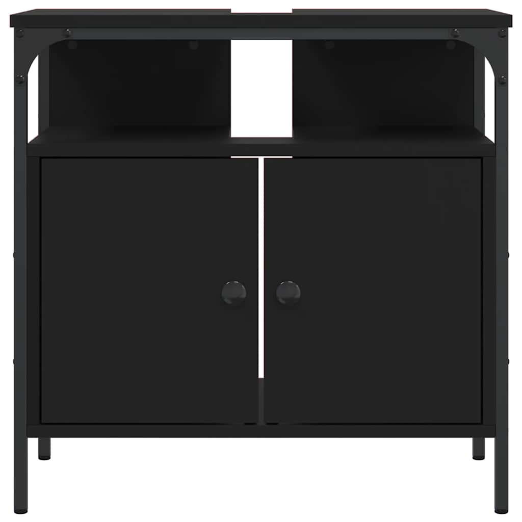 Ormarić za umivaonik crni 60 x 30 x 60 cm konstruirano drvo