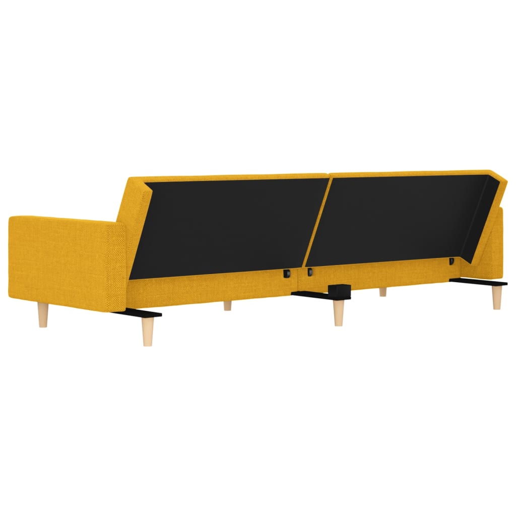 Dvosjed na razvlačenje s dva jastuka žuti od tkanine