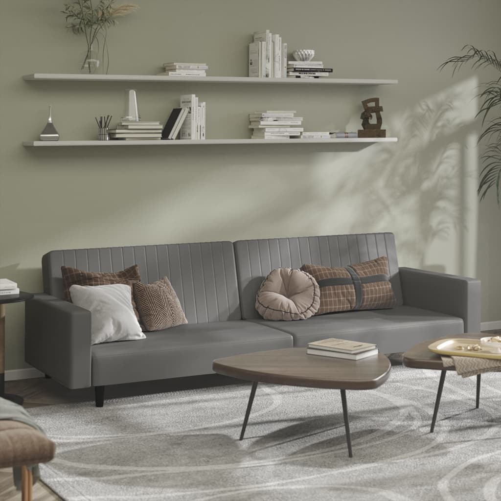 Dvosjed na razvlačenje od umjetne kože sivi
