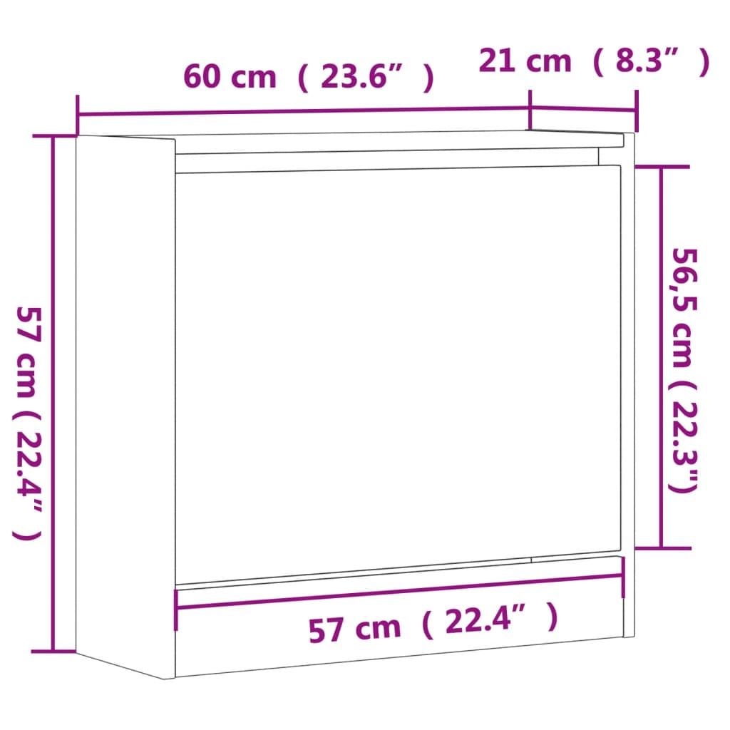 Ormarić za cipele boja hrasta 60 x 21 x 57 cm konstruirano drvo