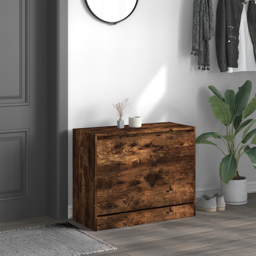 Ormarić za cipele dimljeni hrast 80x34x63 cm konstruirano drvo