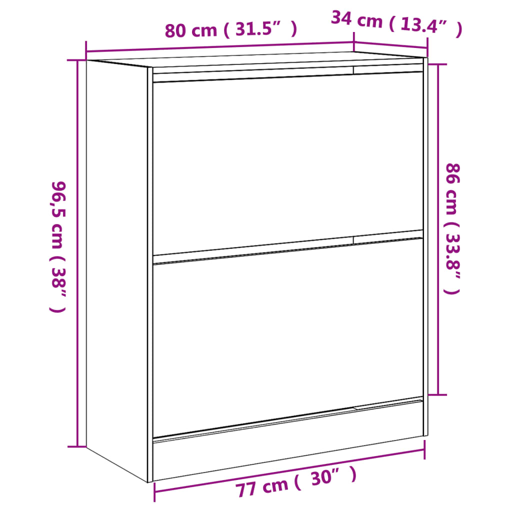 Ormarić za cipele bijeli 80 x 34 x 96,5 cm konstruirano drvo