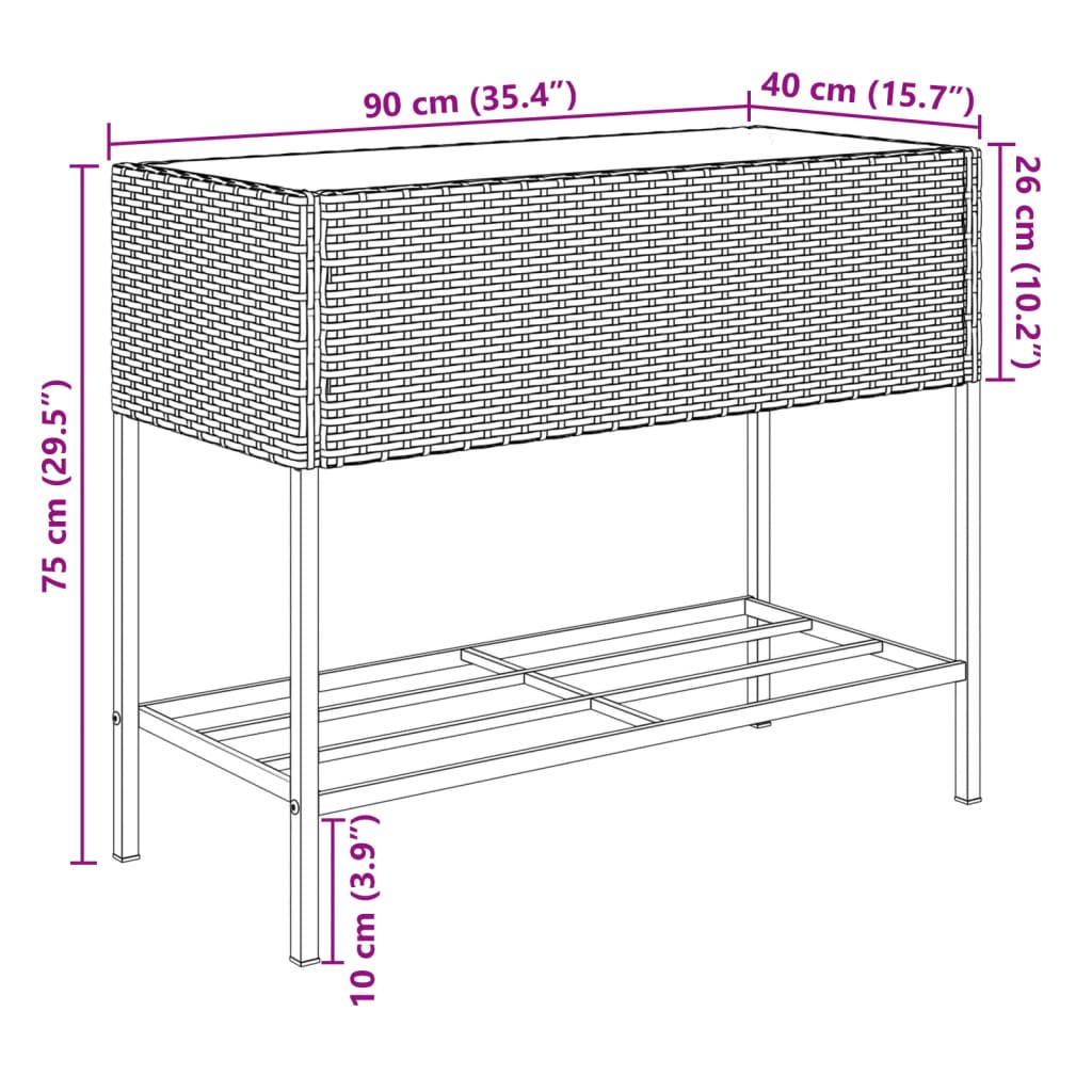Vrtna sadilica s policom crna od poliratana
