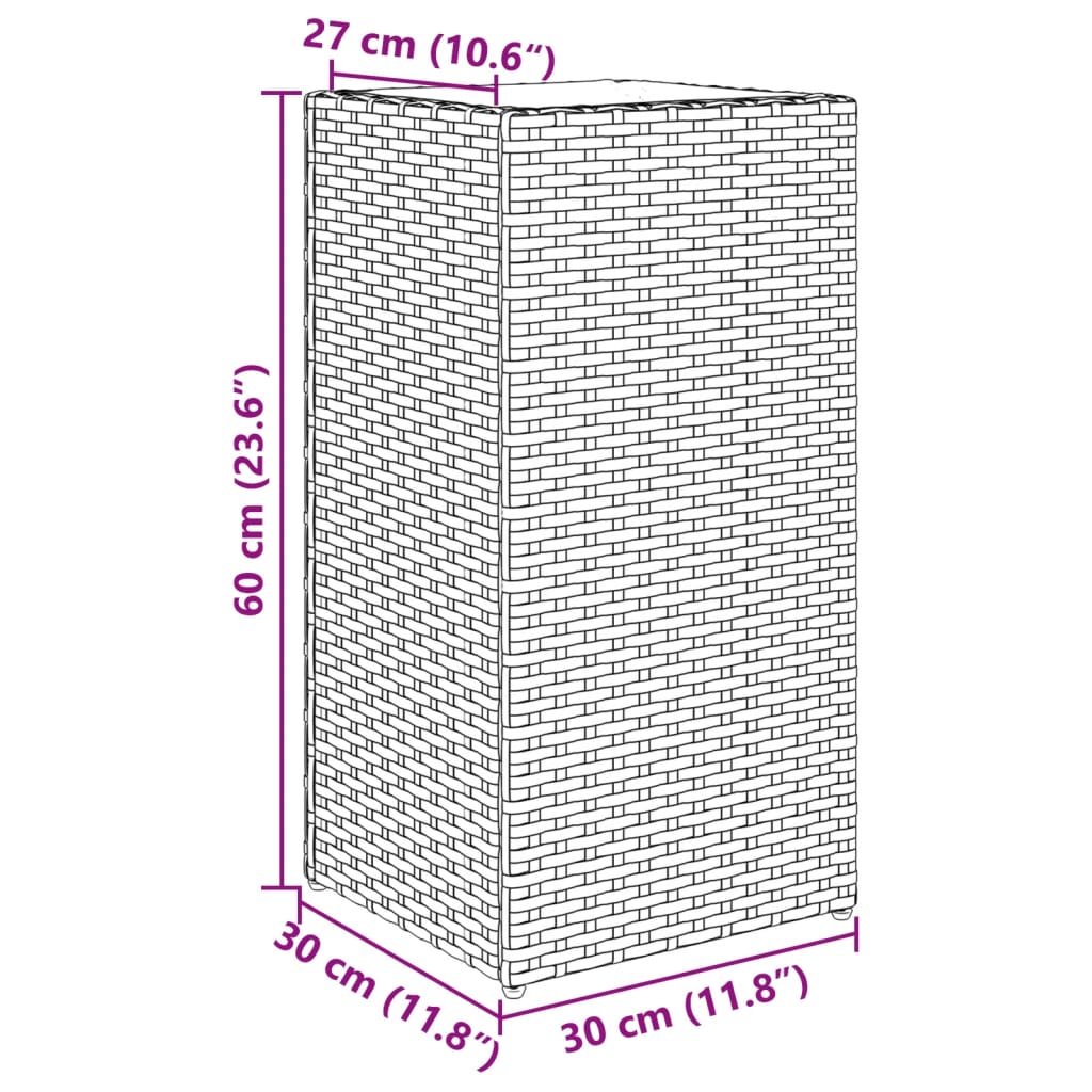 Vrtna sadilica crna 30 x 30 x 60 cm od poliratana