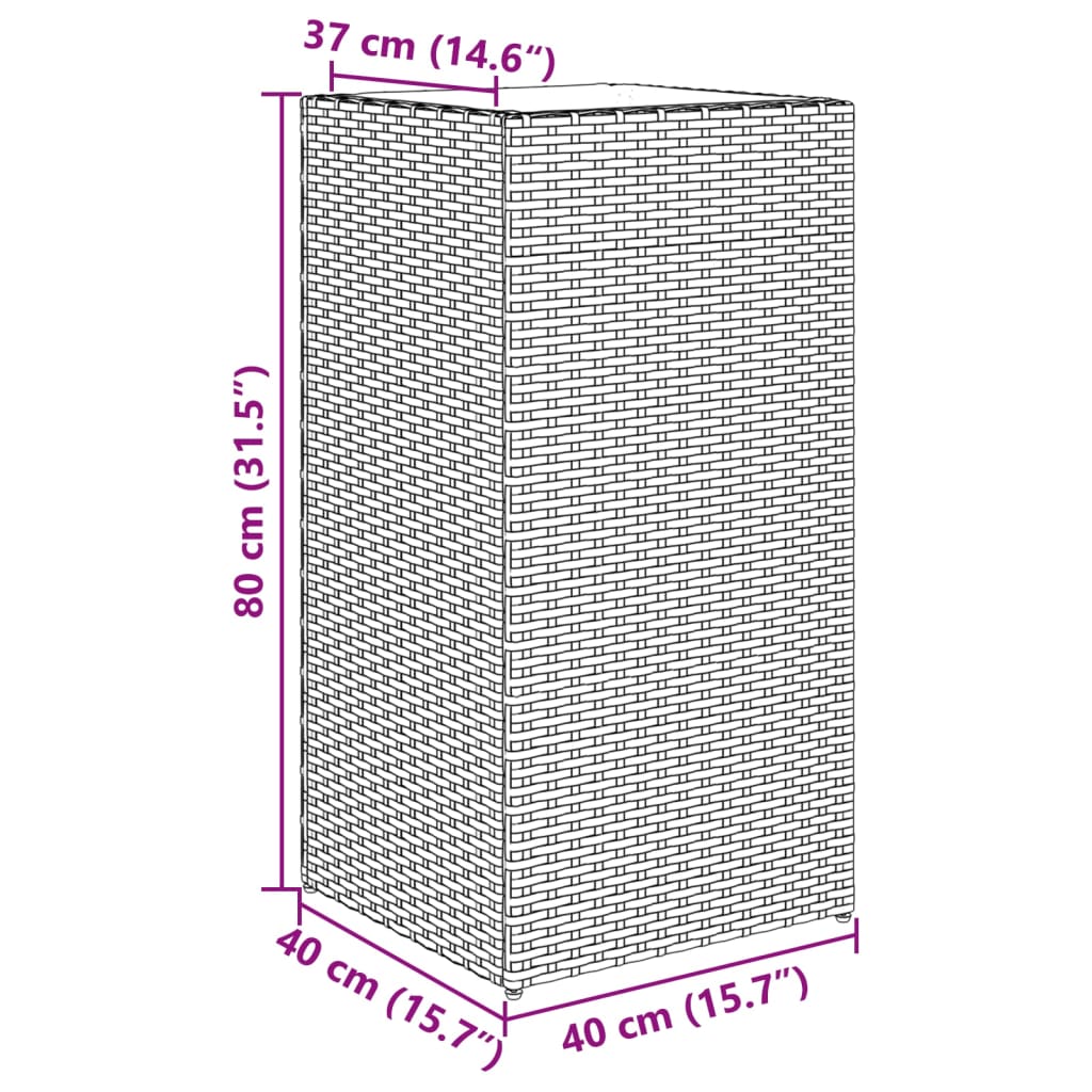 Vrtna sadilica siva 40 x 40 x 80 cm od poliratana