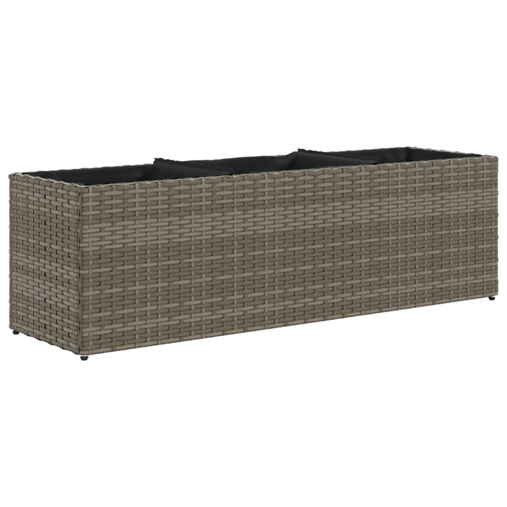 Vrtna sadilica s 3 posude siva 105 x 30 x 32 cm od poliratana