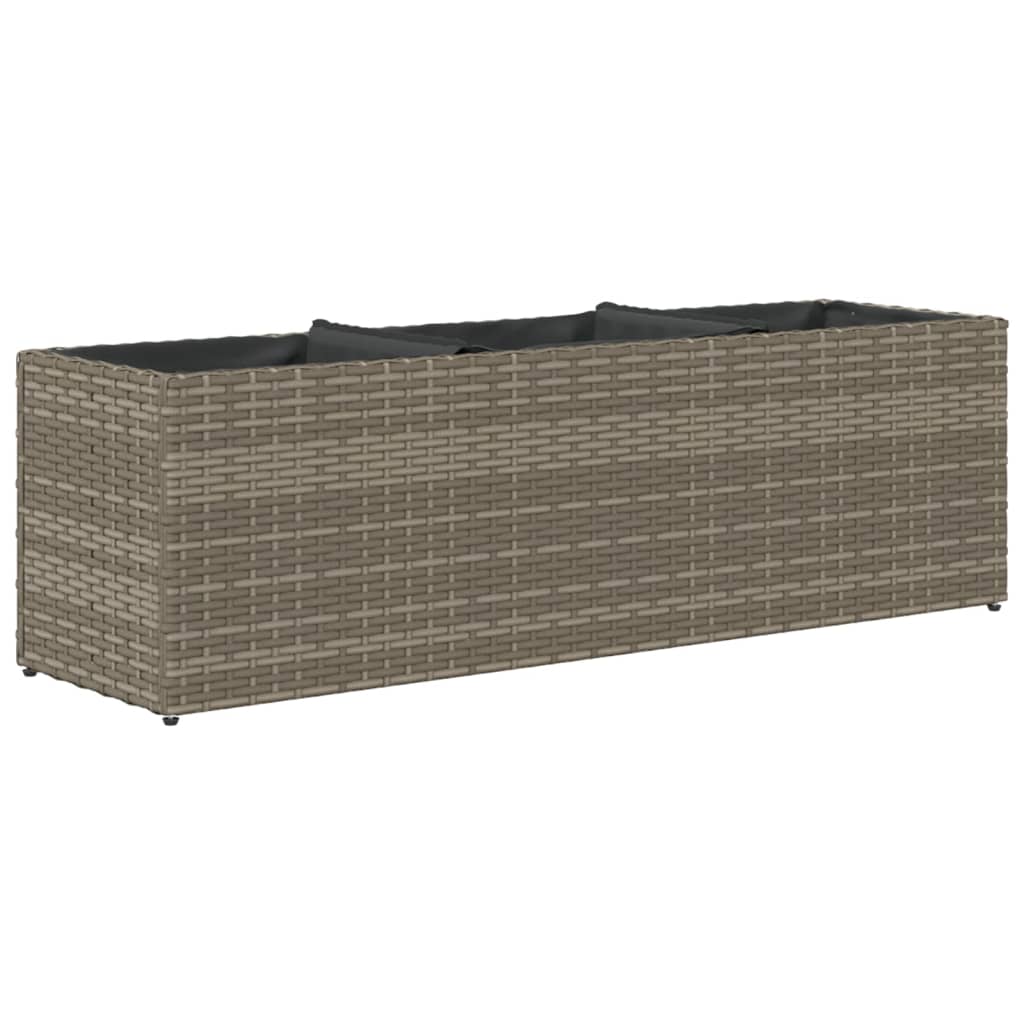 Vrtna sadilica s 3 posude siva 105 x 30 x 32 cm od poliratana