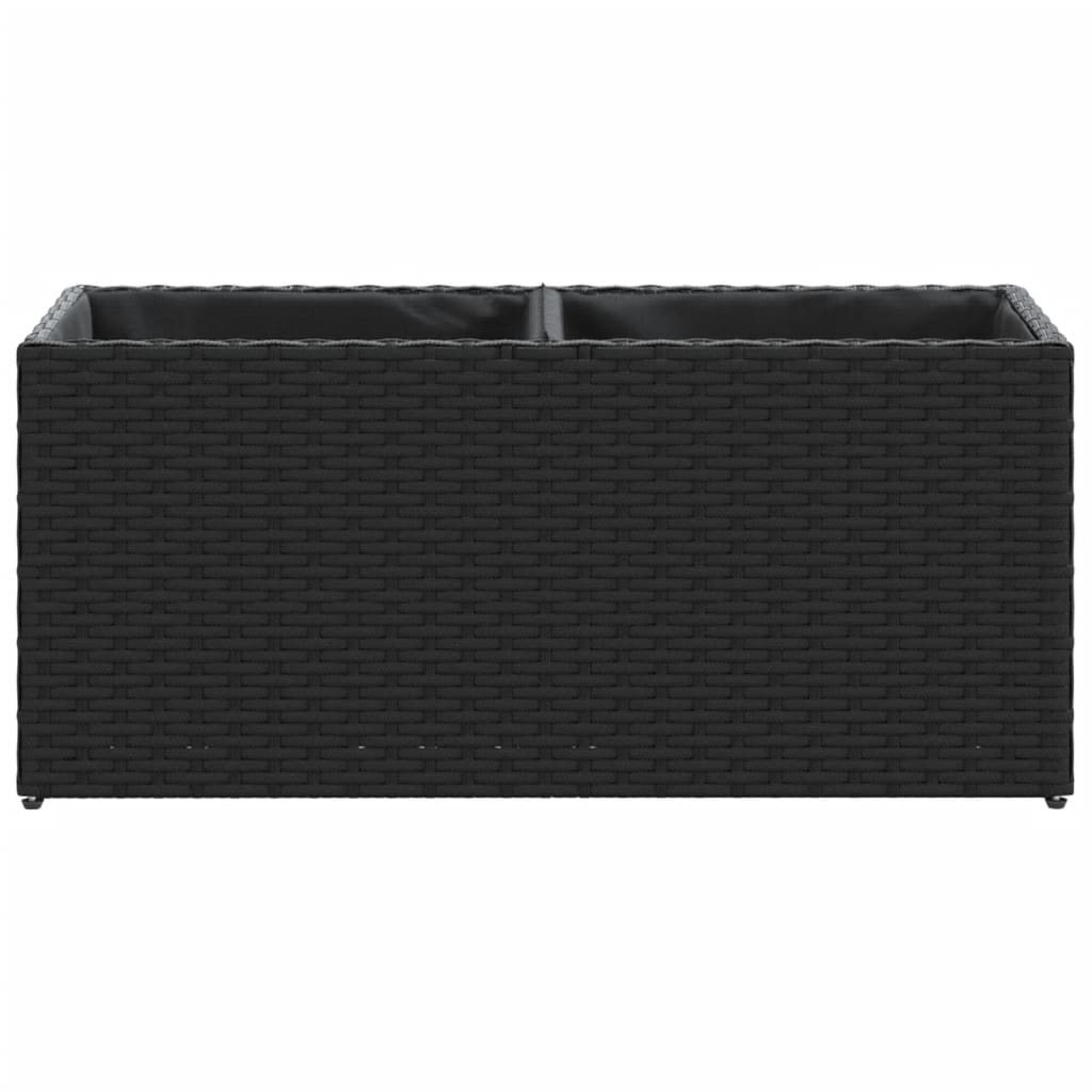 Vrtna sadilica s 2 posude crna 72 x 30 x 32 cm od poliratana