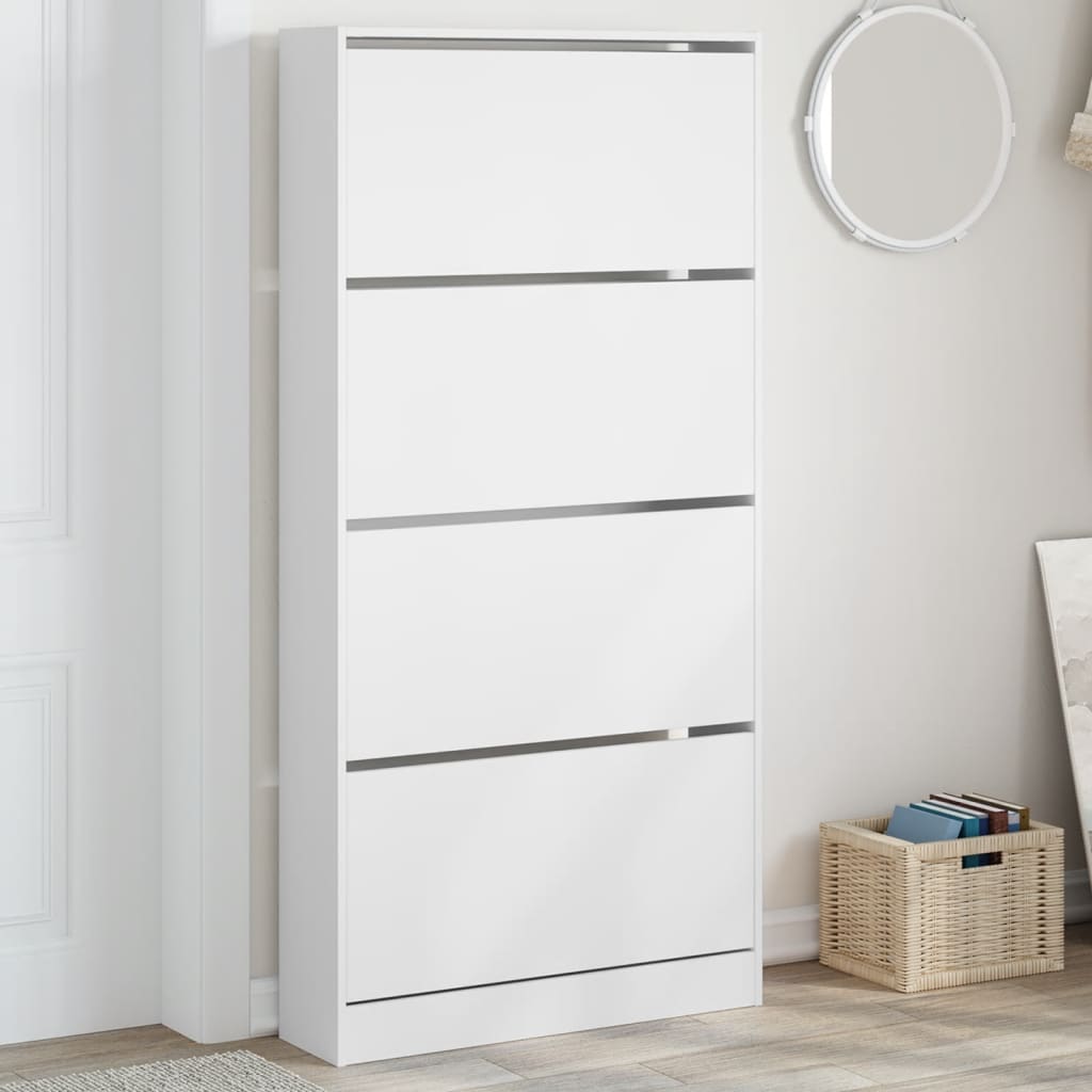 Ormarić za cipele s 4 preklopne ladice bijeli 80x21x163,5 cm