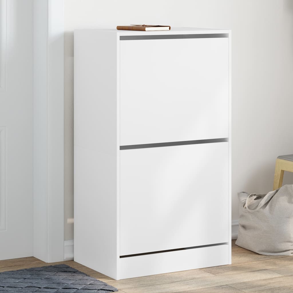 Ormarić za cipele s 2 preklopne ladice bijeli 60 x 42 x 108 cm