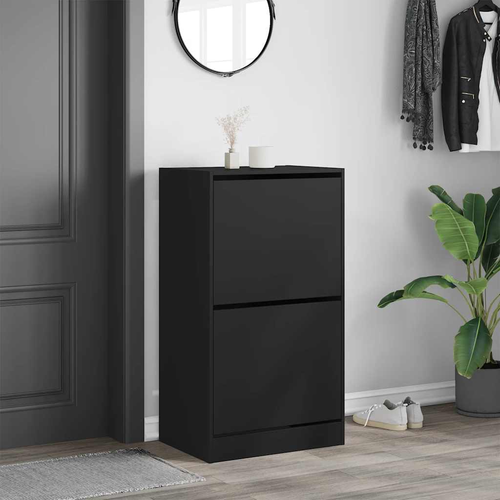 Ormarić za cipele s 2 preklopne ladice crni 60 x 42 x 108 cm