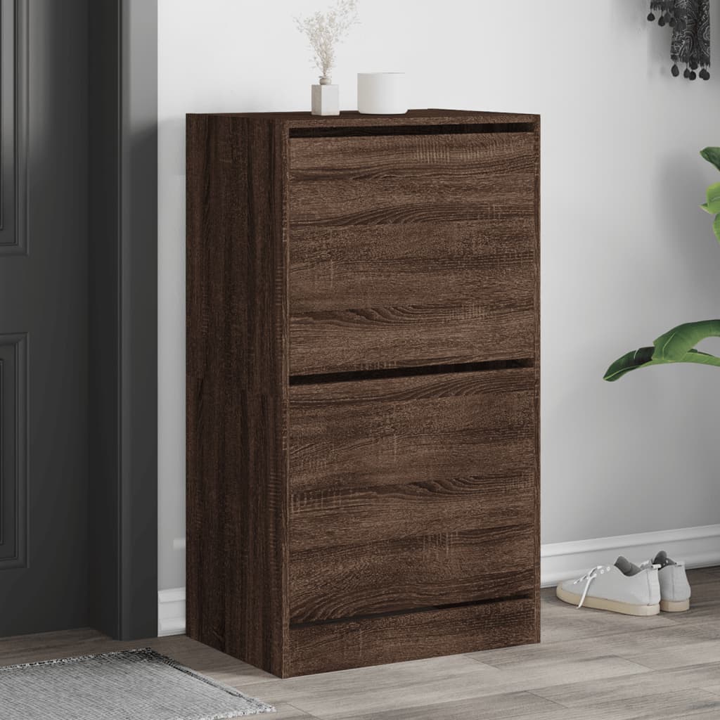 Ormarić za cipele s 2 ladice smeđa boja hrasta 60 x 42 x 108 cm