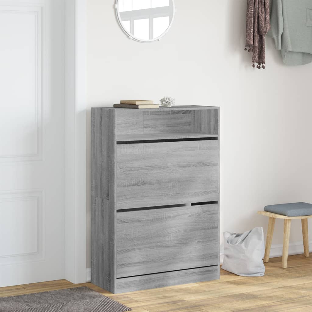 Ormarić za cipele s 2 ladice siva boja hrasta 80 x 34 x 116 cm