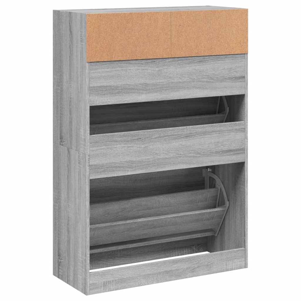 Ormarić za cipele s 2 ladice siva boja hrasta 80 x 34 x 116 cm