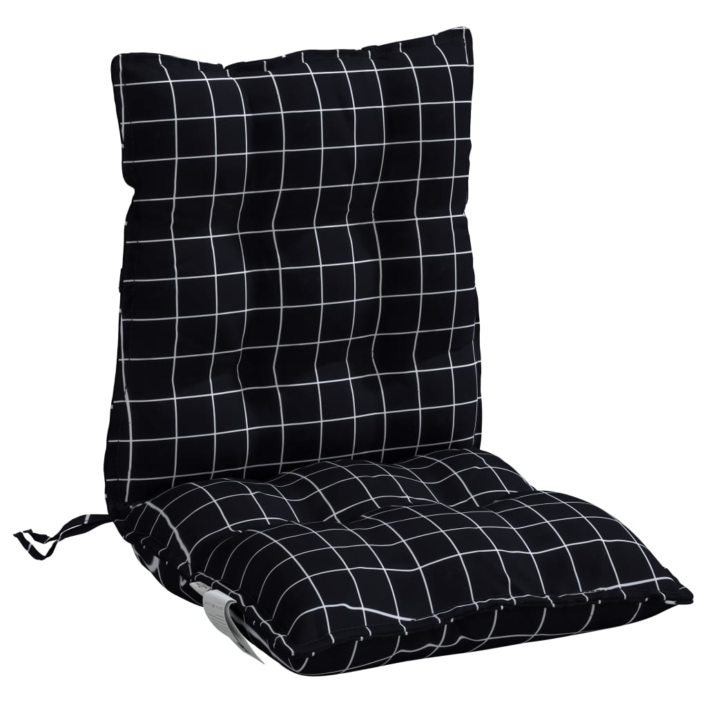 Jastuci za stolicu niskog naslona 2 kom crni karirani tkanina