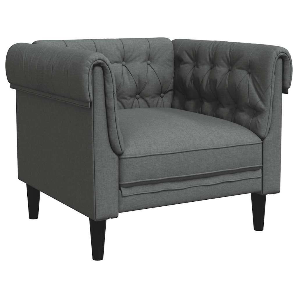 Fotelja Chesterfield tamnosiva od tkanine