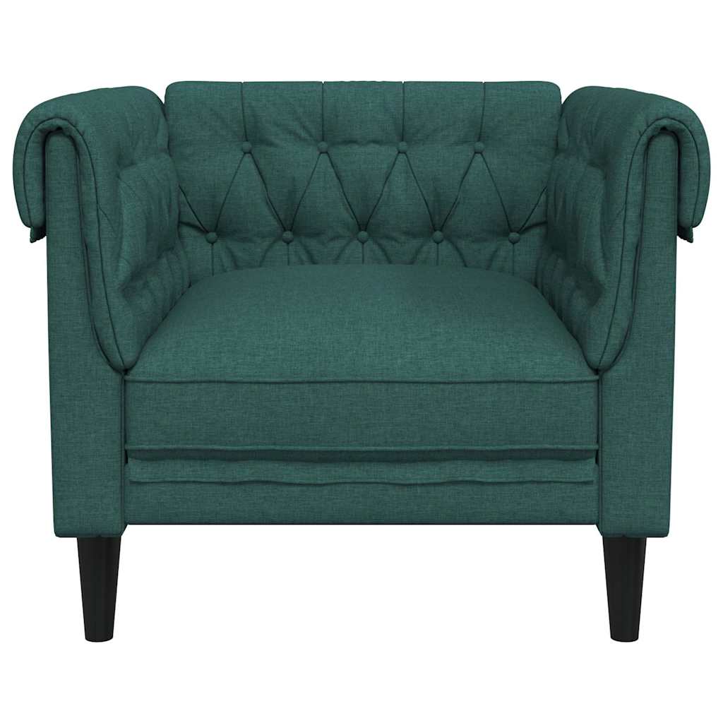 Fotelja Chesterfield tamnozelena od tkanine