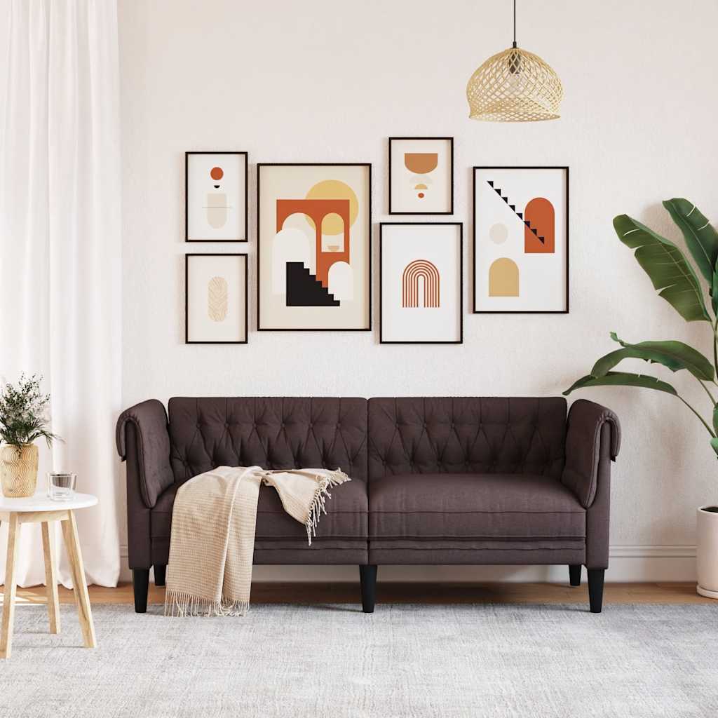 Dvosjed Chesterfield tamnosmeđi od tkanine