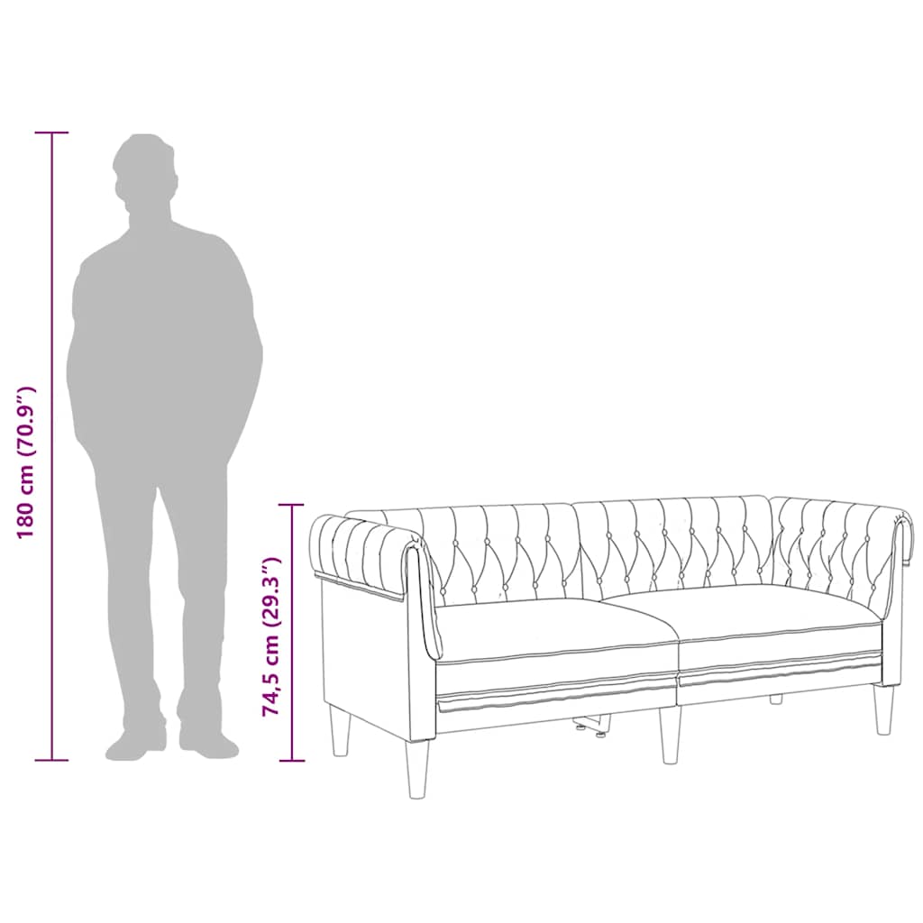 Dvosjed Chesterfield tamnosmeđi od tkanine