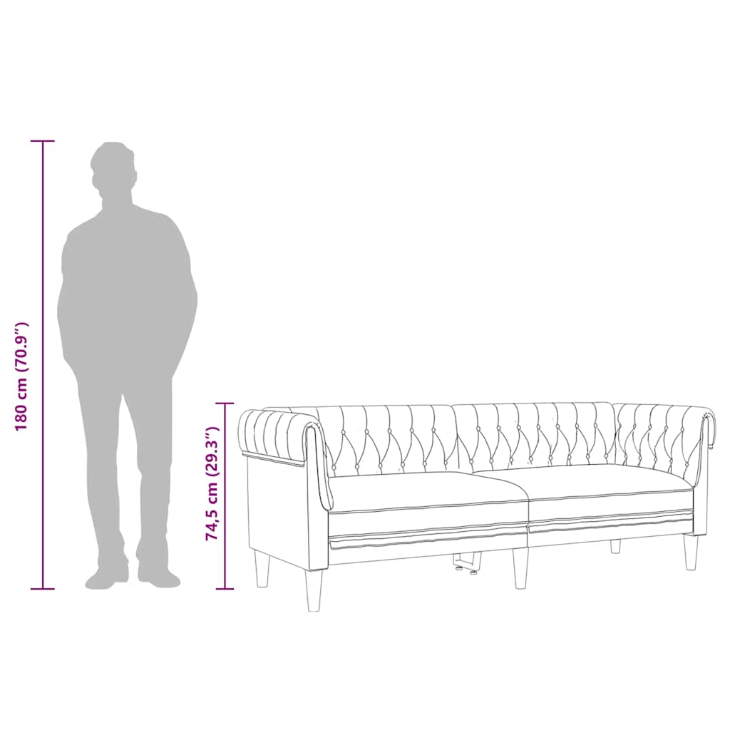 Trosjed Chesterfield tamnosmeđi od tkanine