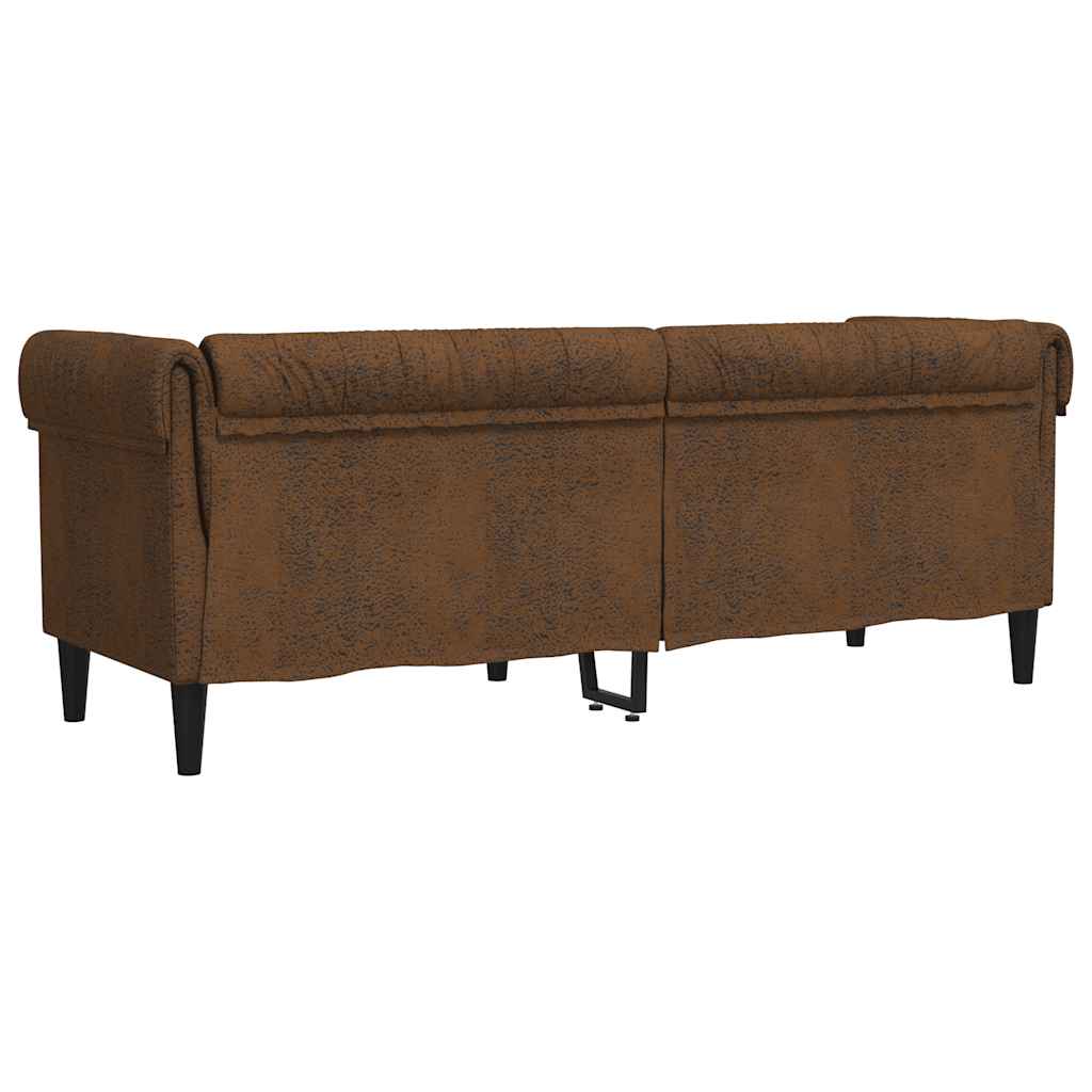 Trosjed Chesterfield smeđi od tkanine