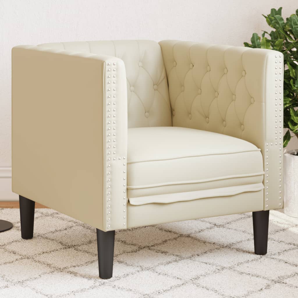 Chesterfield kauč fotelja krem umjetna koža