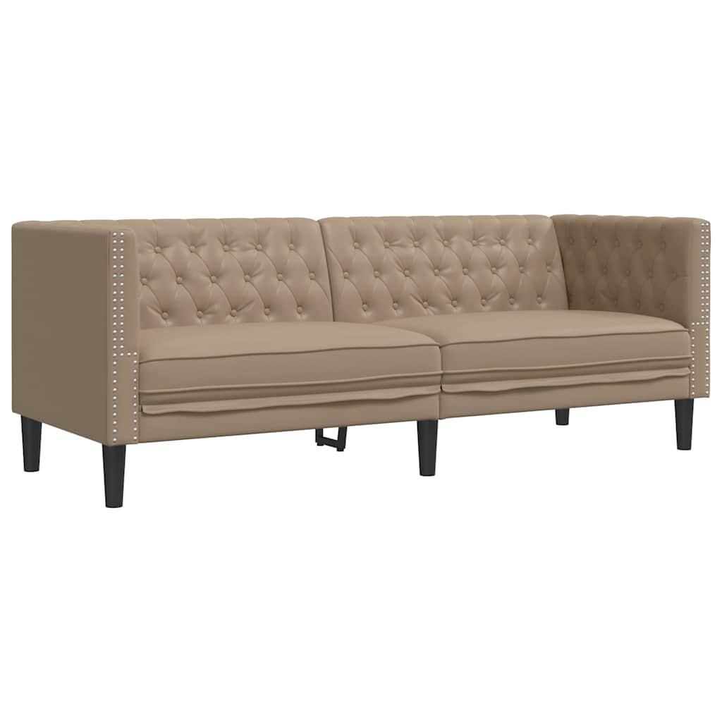 Chesterfield sofa za 3 osobe, cappuccino, umjetna koža