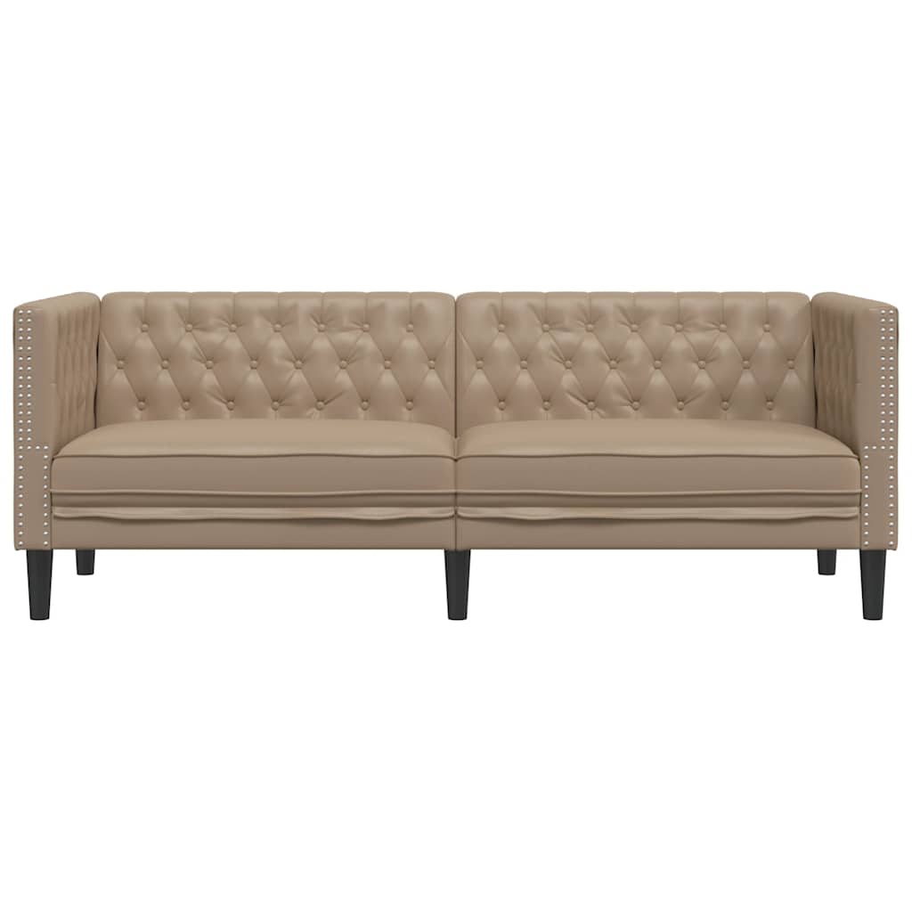 Chesterfield sofa za 3 osobe, cappuccino, umjetna koža