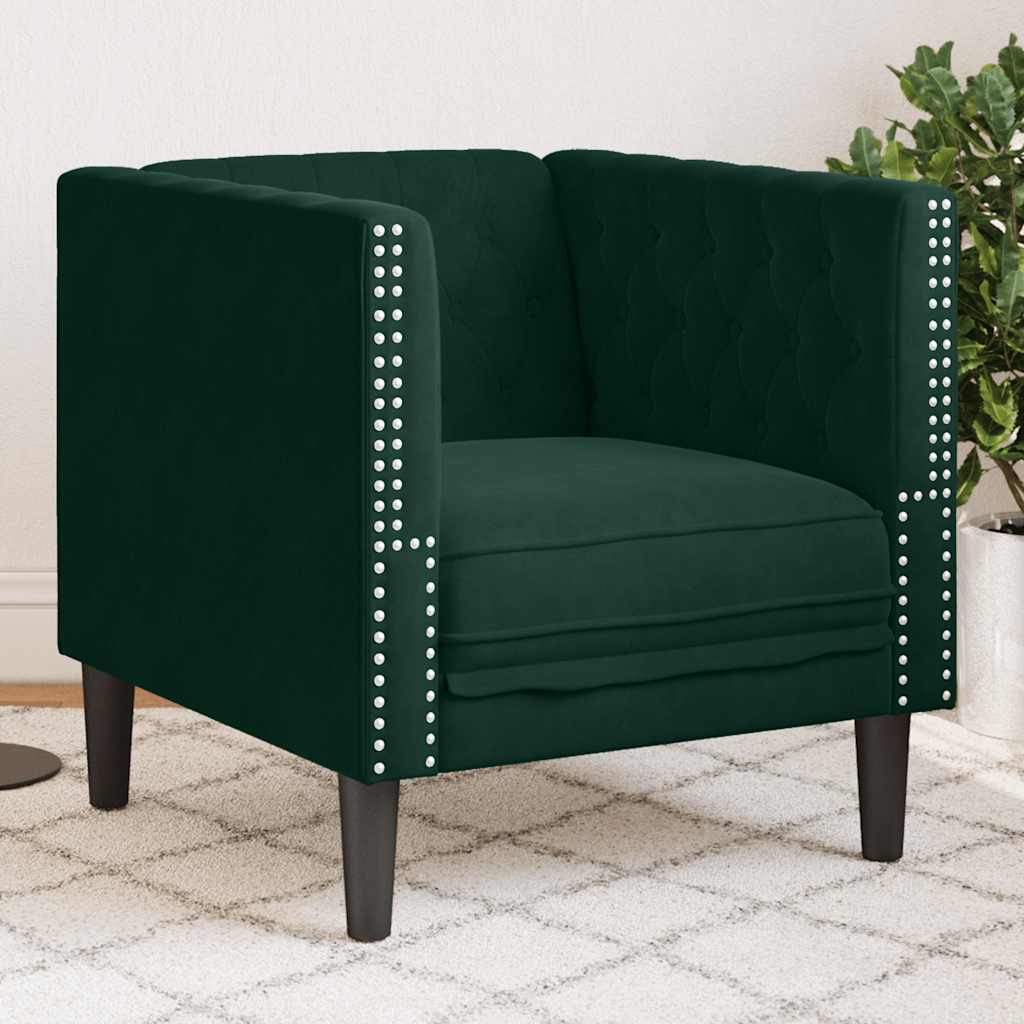 Chesterfield kauč fotelja tamnozeleni baršun