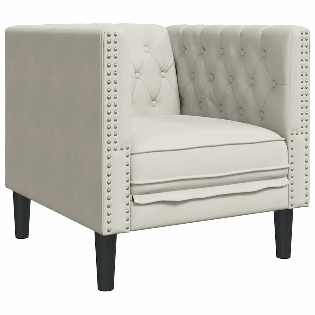 Chesterfield sofa fotelja krem baršun