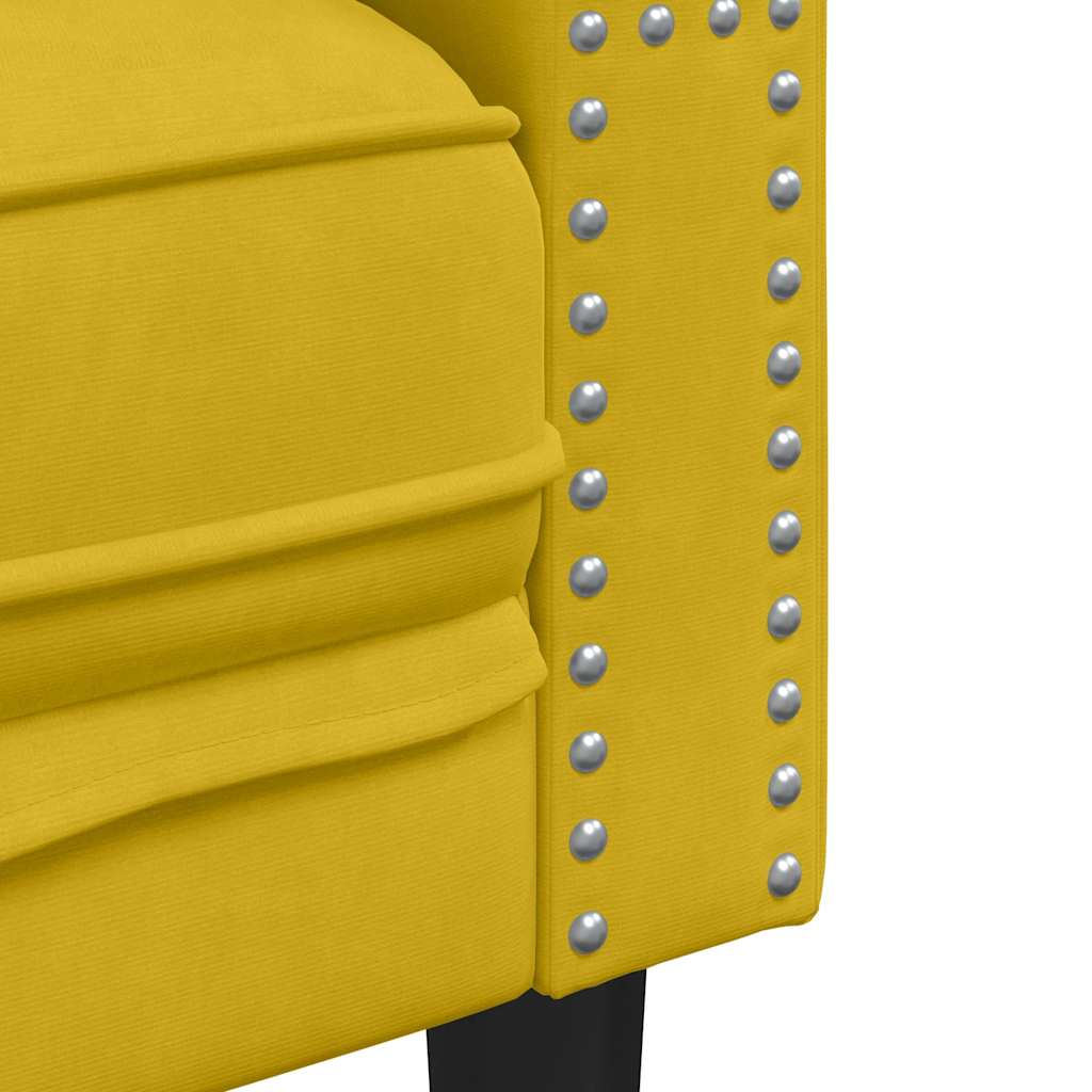Chesterfield sofa s jastucima za 2 osobe, žuti baršun