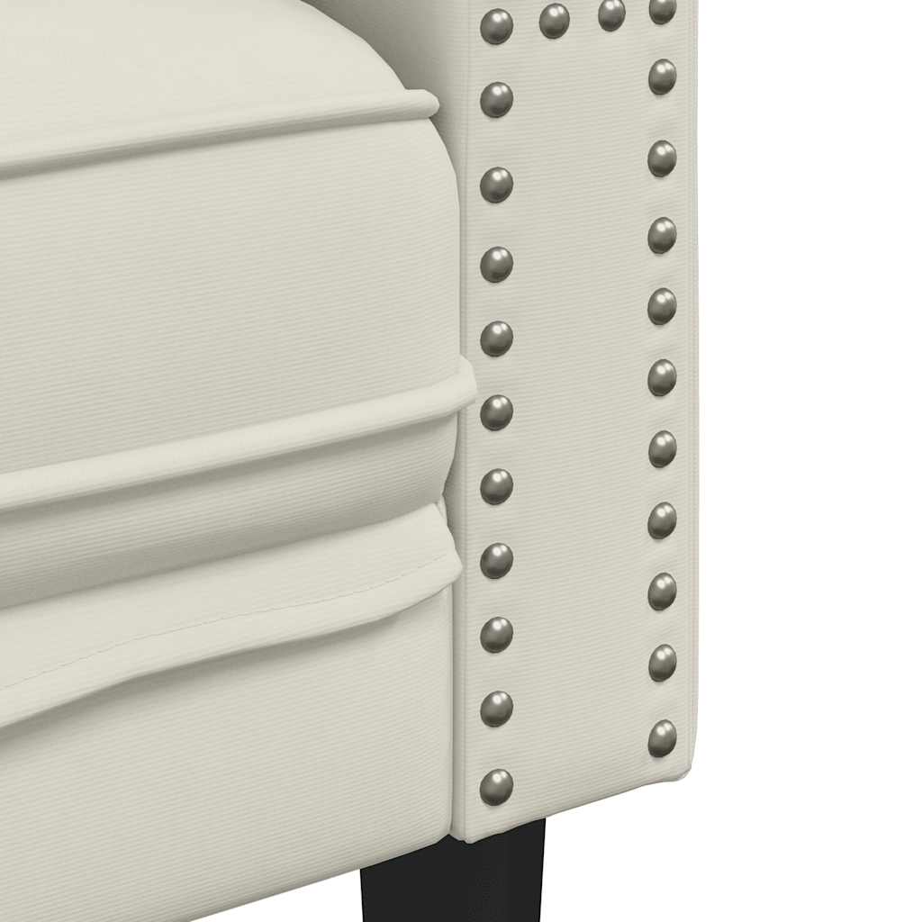 Chesterfield sofa s jastucima za 2 osobe, krem baršunasta