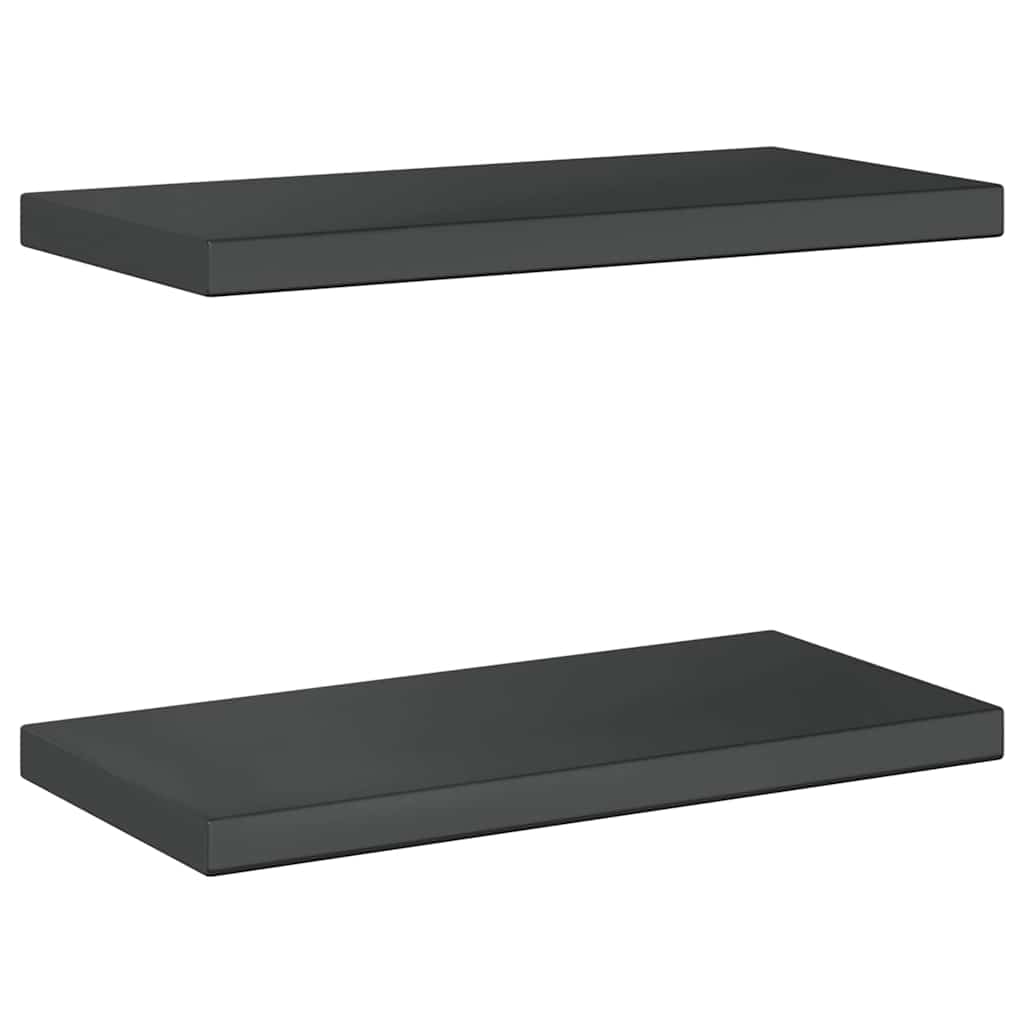Zidne police 2 kom 50x23,5 cm crne nehrđajući čelik