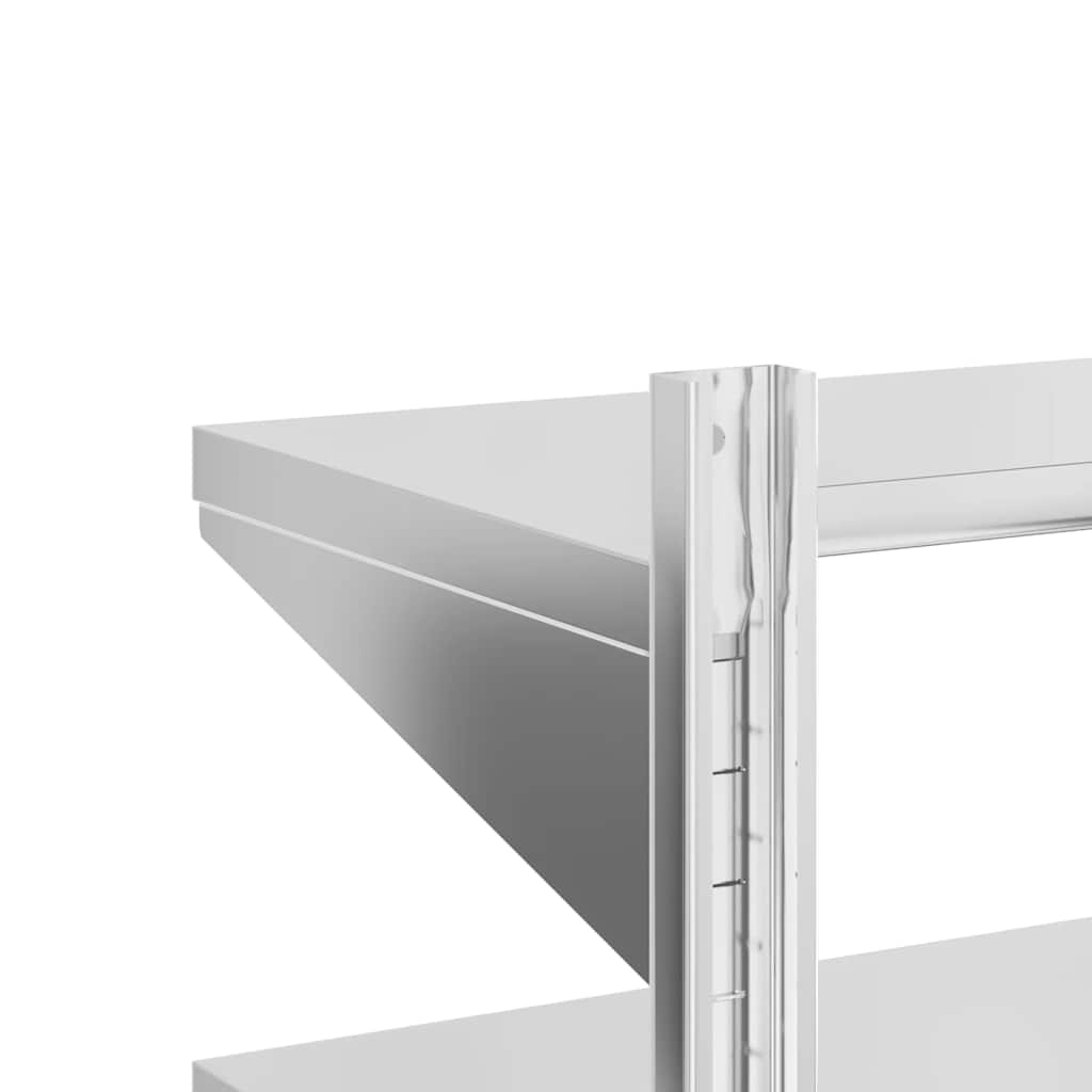 Zidna polica s 2 razine 75x40x60 cm srebrna nehrđajući čelik