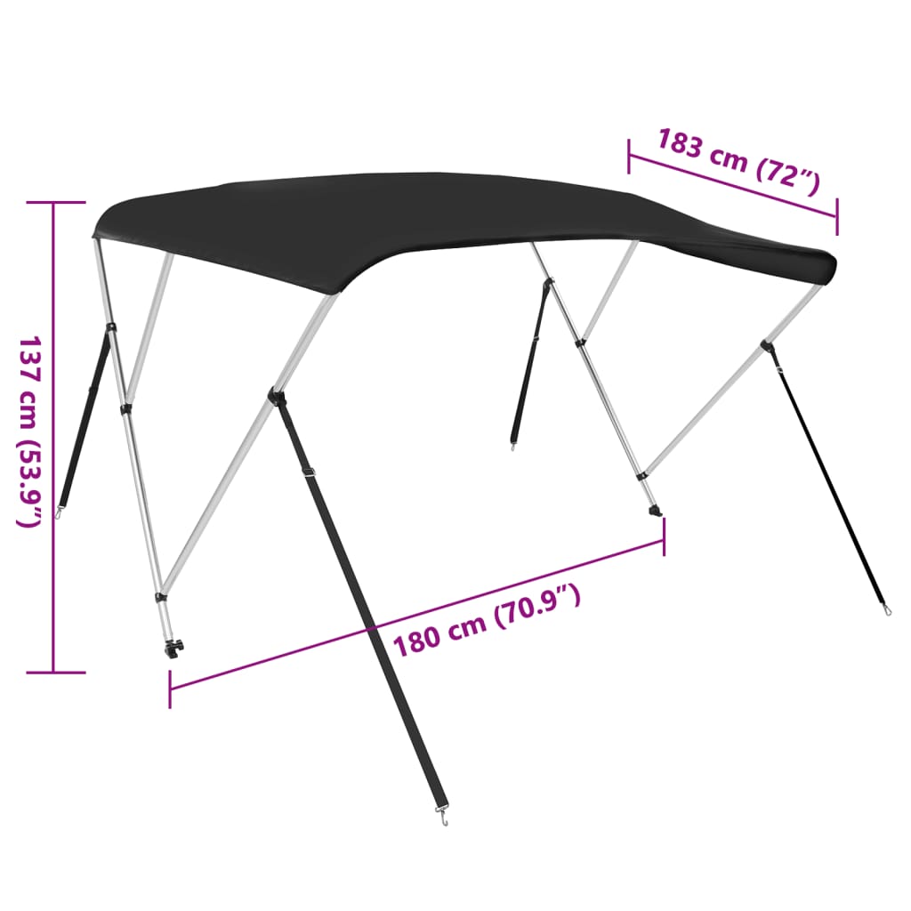Tenda bimini s 3 luka crna 183x180x137 cm