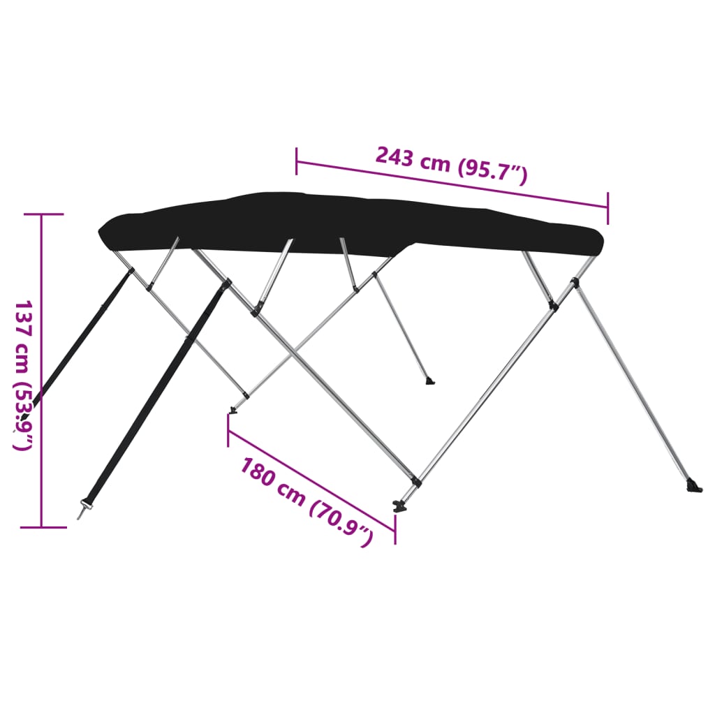 Tenda bimini s 4 luka crna 243x180x137 cm