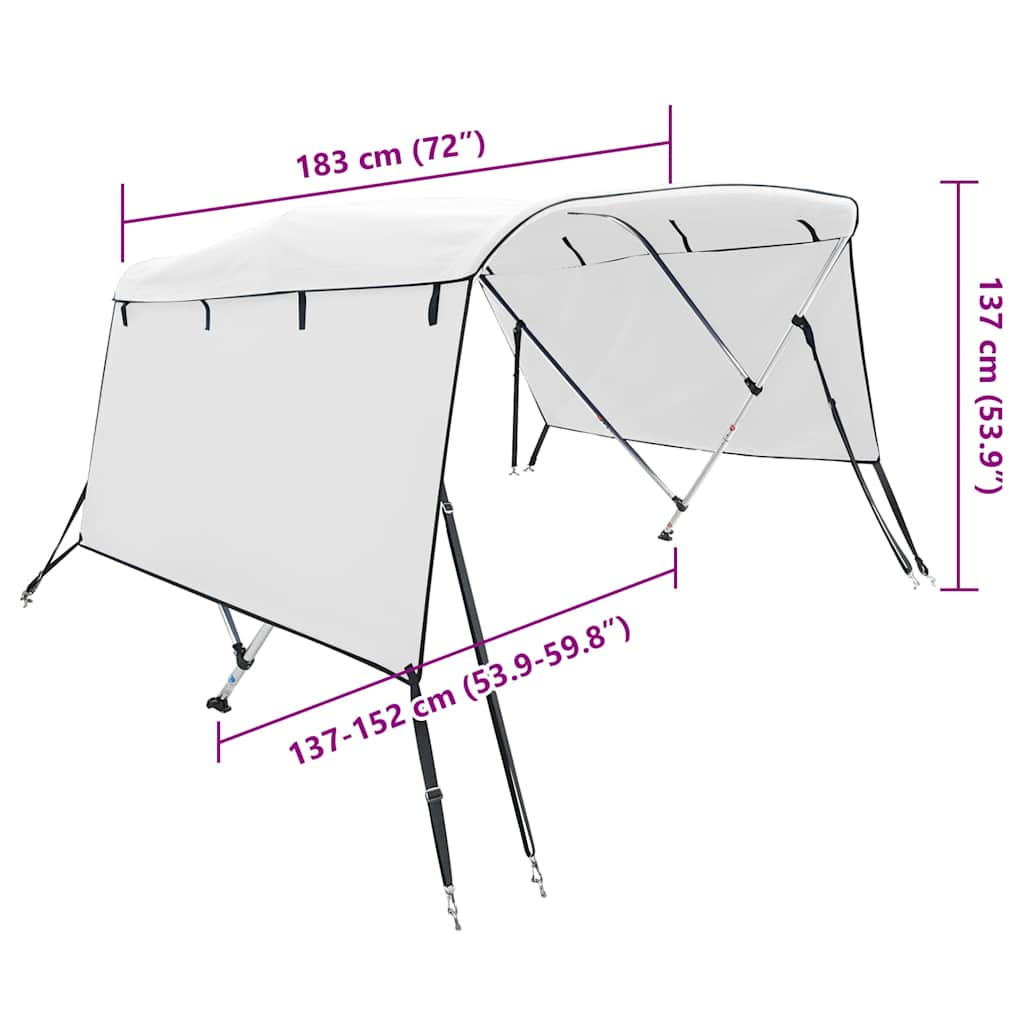 Tenda bimini s 3 luka i bočnim stijenkama 183x(137-152)x137 cm