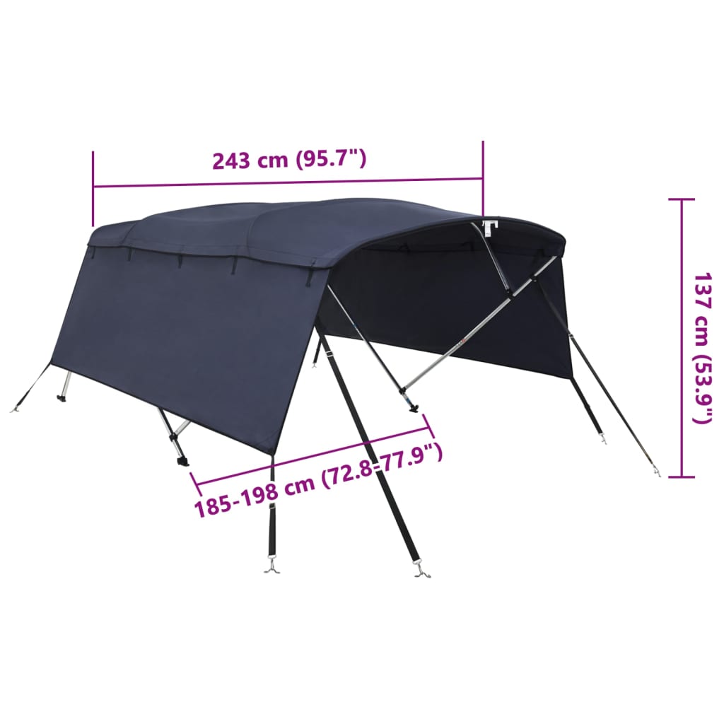 Tenda bimini s 4 luka i bočnim stijenkama 243x(185-198)x137 cm
